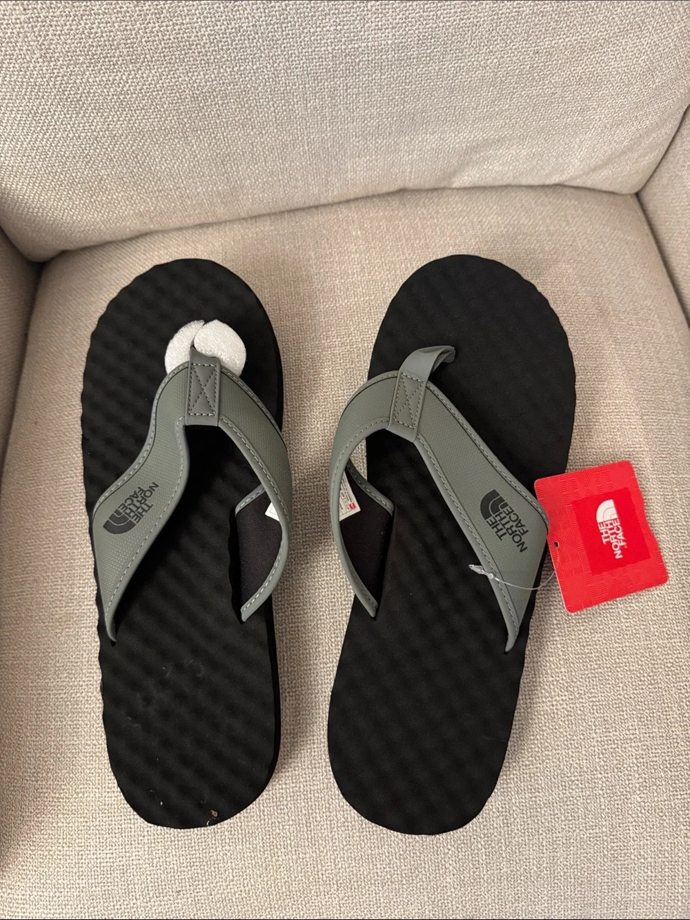 The North Face Black Footbed with Gray Straps Flip Flops